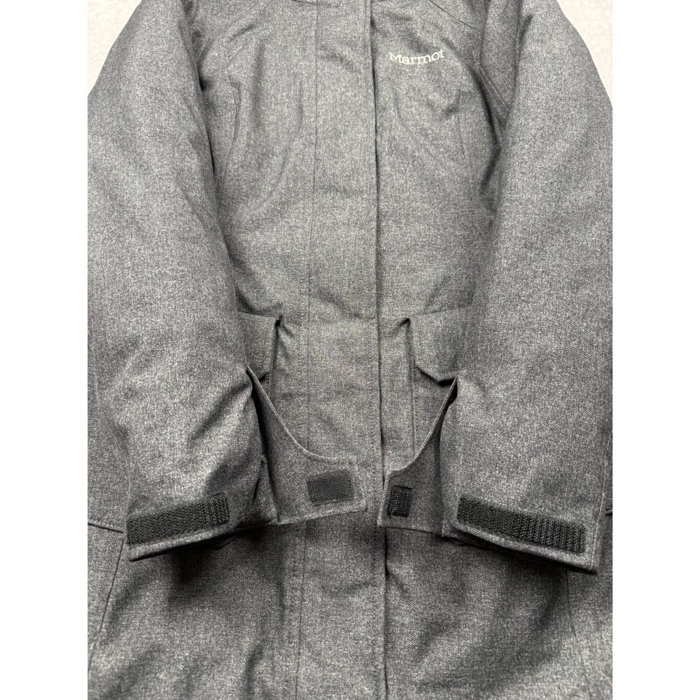 Marmot Chelsea Down Coat Gray Heathered Faux Fur Hood Waterproof Parka Womens M - Picture 10 of 16